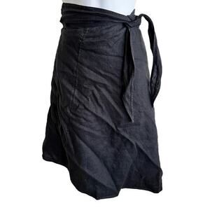 POSSE black linen wrap midi skirt size‎ M minimalist luxury capsule